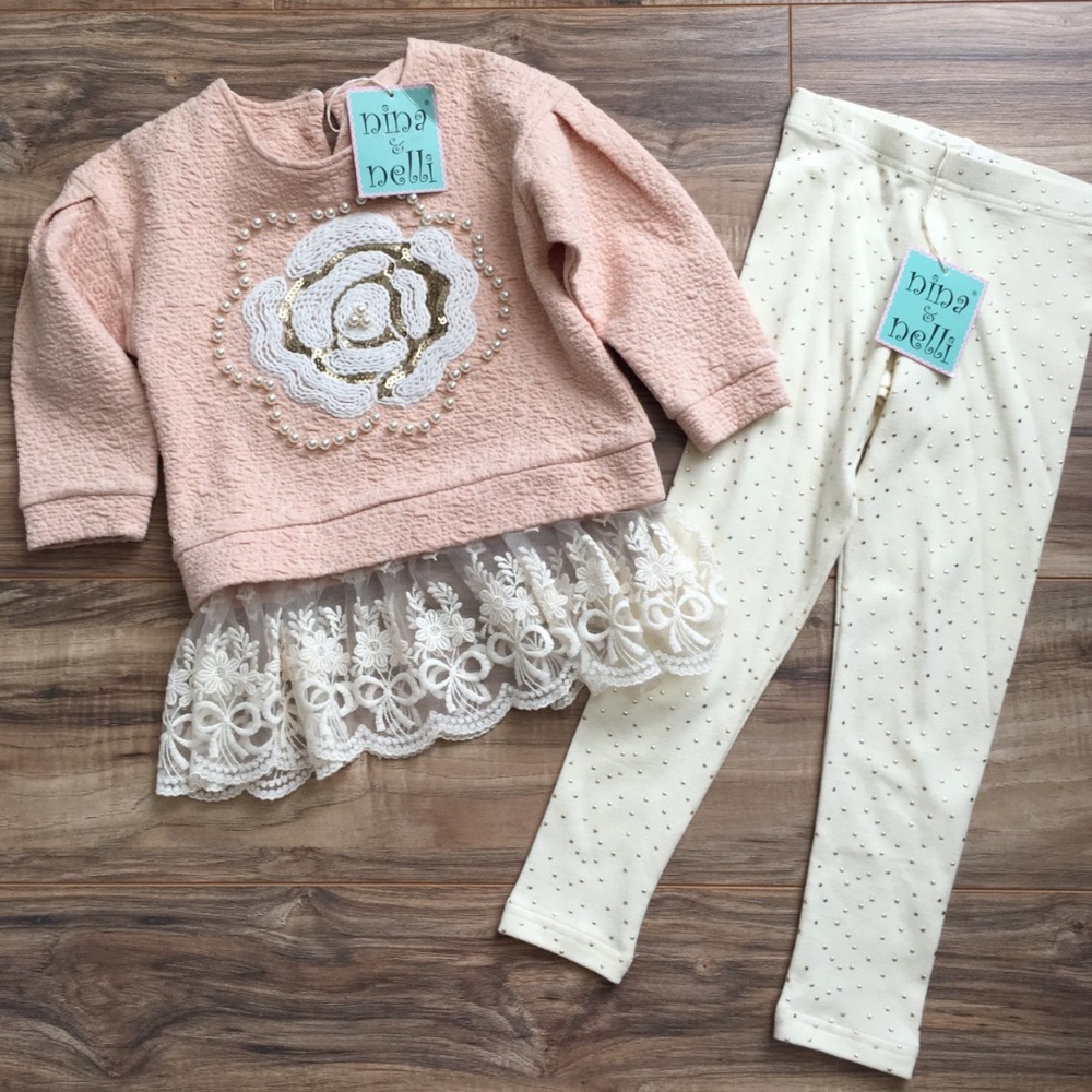 {New} Girls Nina & Nelli Tunic & Leggings Size 4/5